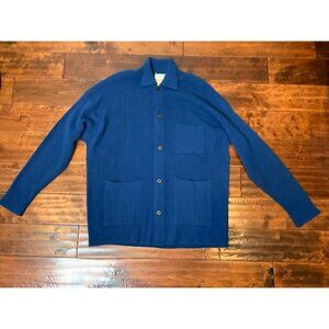 Brunello Cucinelli Men's 100% Cashmere Blue Collared Button Up Cardigan, Size S